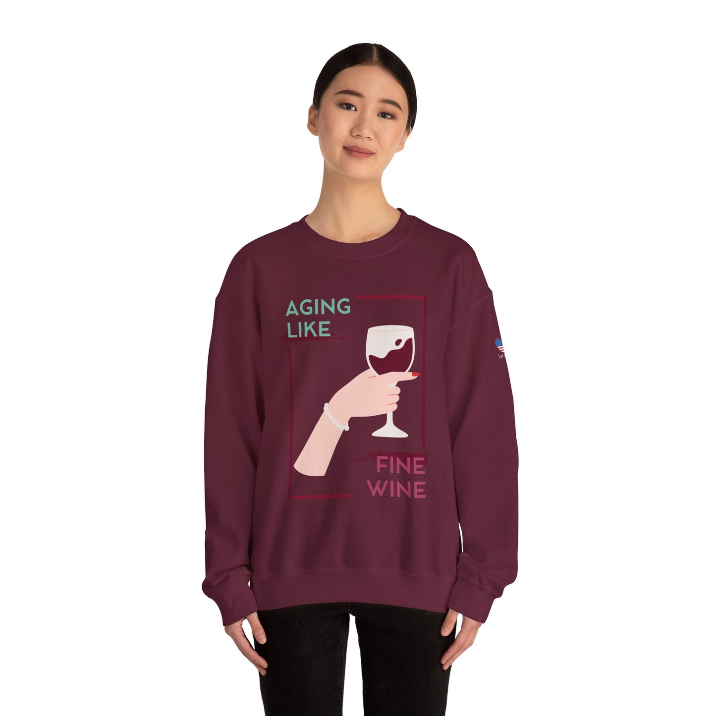 Sudadera unisex con cuello redondo y vino fino