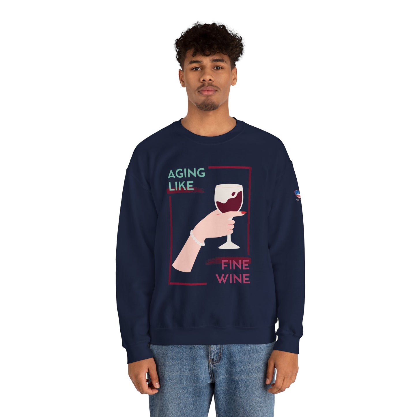 Sudadera unisex con cuello redondo y vino fino