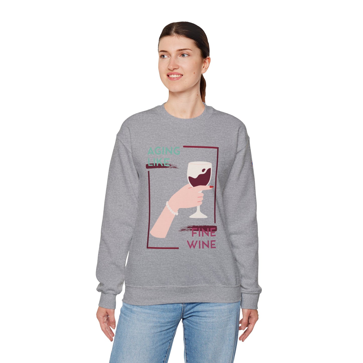 Sudadera unisex con cuello redondo y vino fino