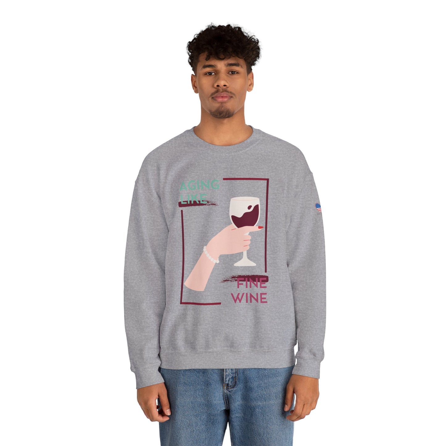 Sudadera unisex con cuello redondo y vino fino