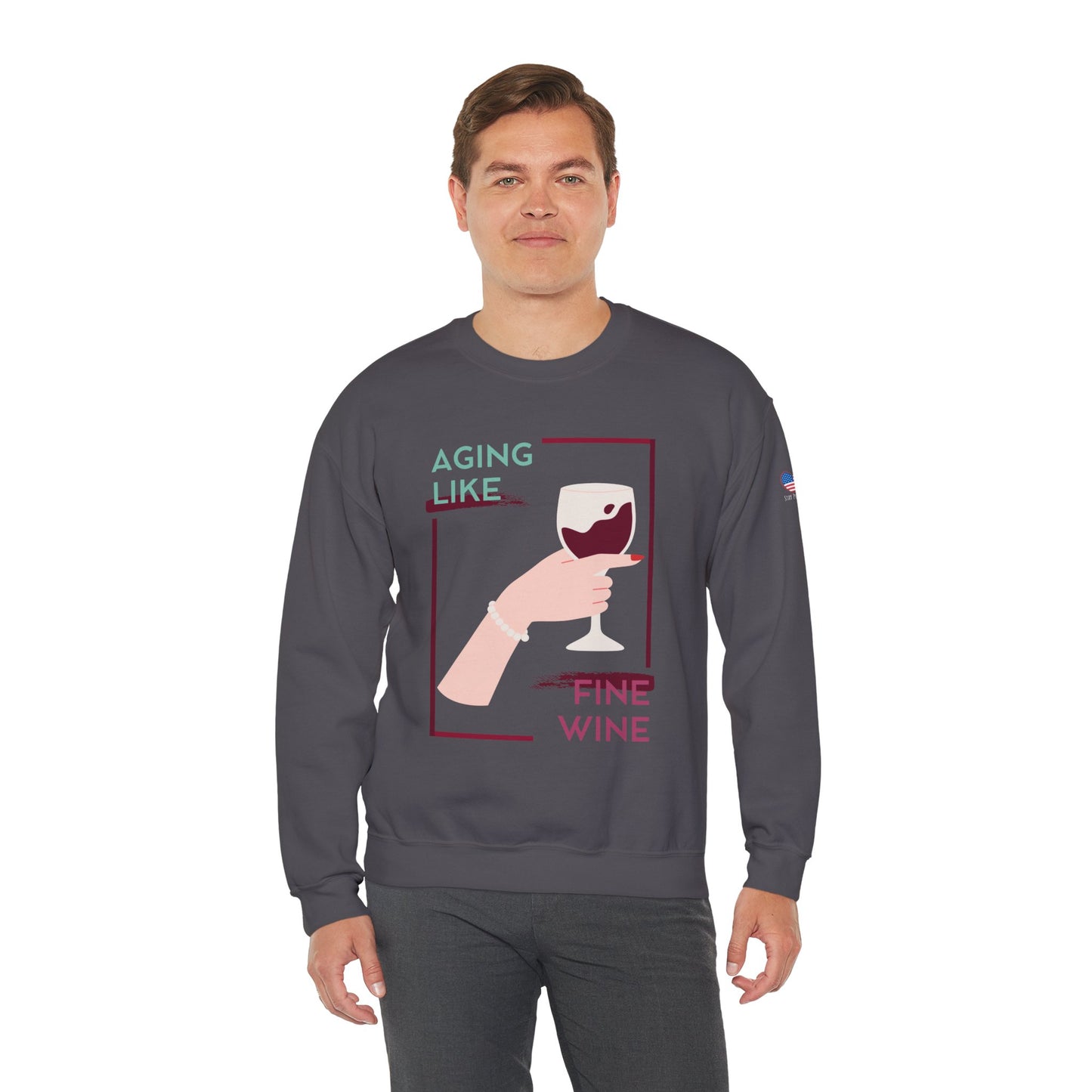 Sudadera unisex con cuello redondo y vino fino