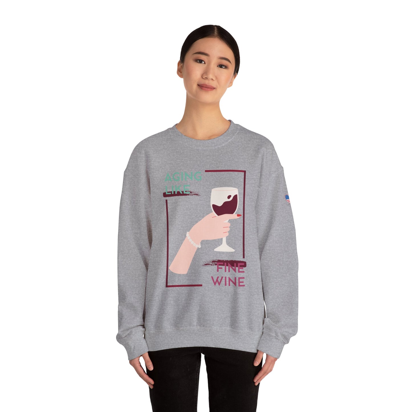 Sudadera unisex con cuello redondo y vino fino