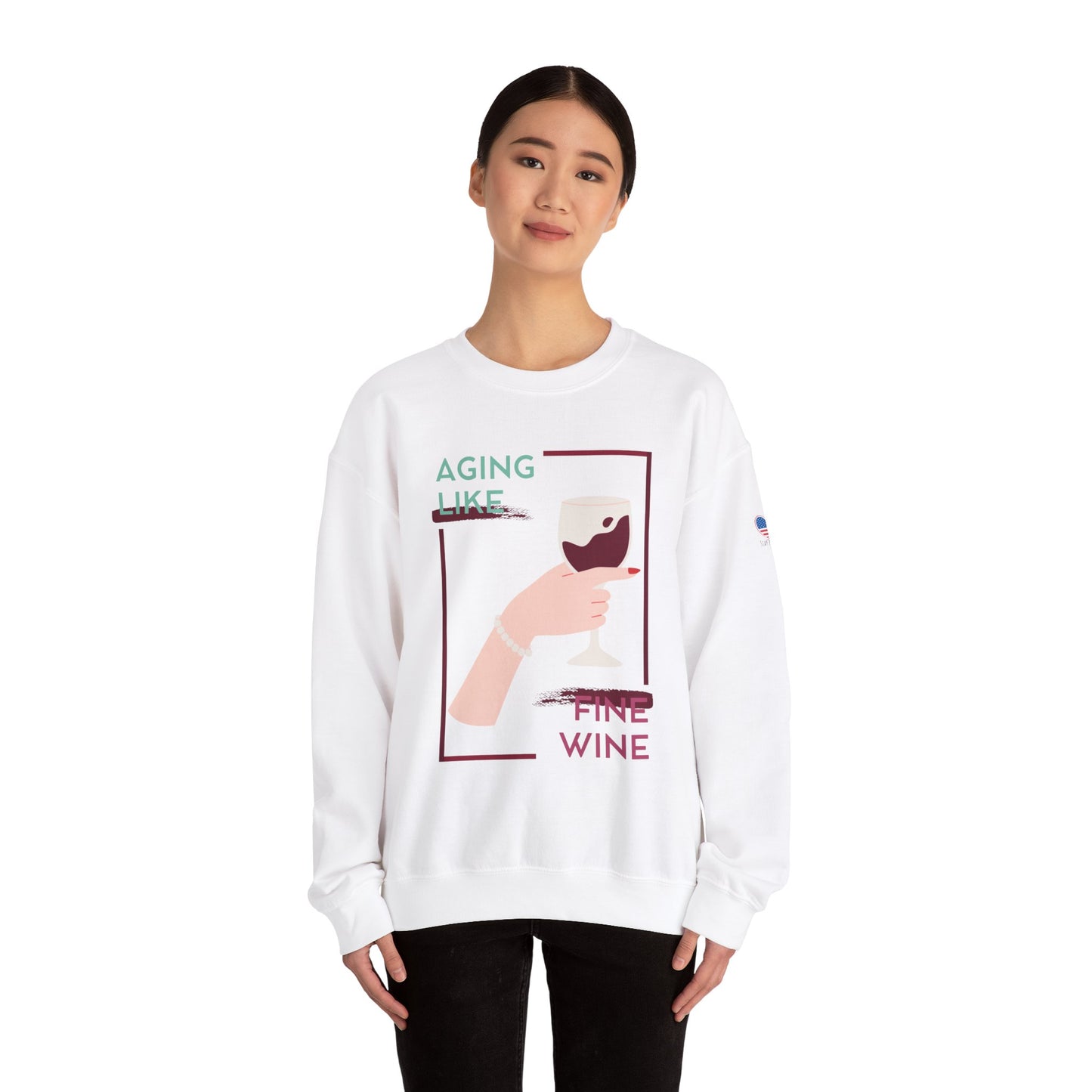 Sudadera unisex con cuello redondo y vino fino